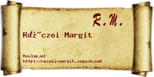 Réczei Margit névjegykártya